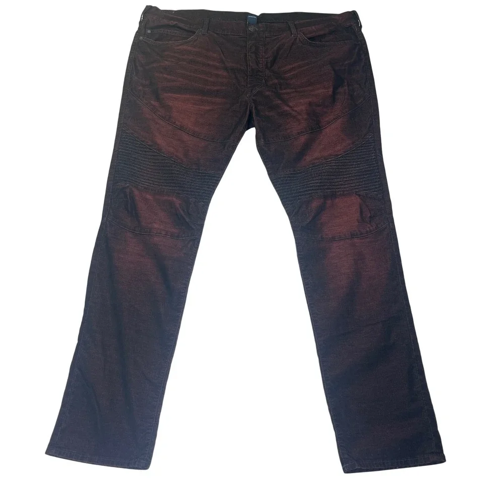 True Religion Corduroy Pants Rocco Black Red Moto Punk Grunge Y2K Men‎ 44